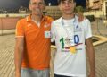 Il tecnico Antonello Aliberti con Manuel Trovato ATLETICA SAVOCA