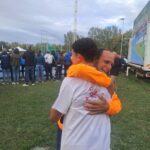 La gioia del tecnico Antonello Aliberti e di Santi Arici a Caorle